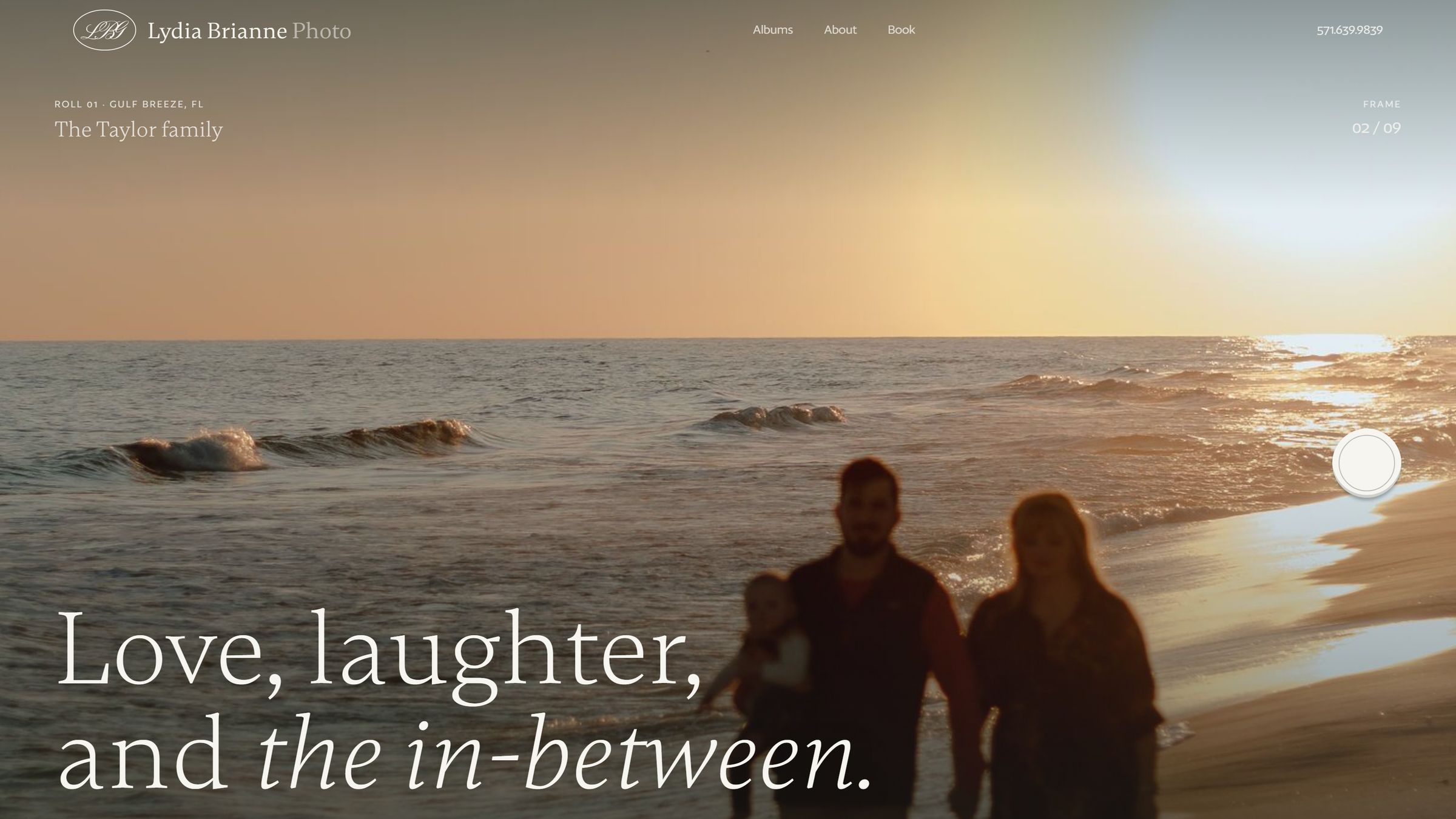 Homepage of Lydia Brianne Photo on a desktop screen